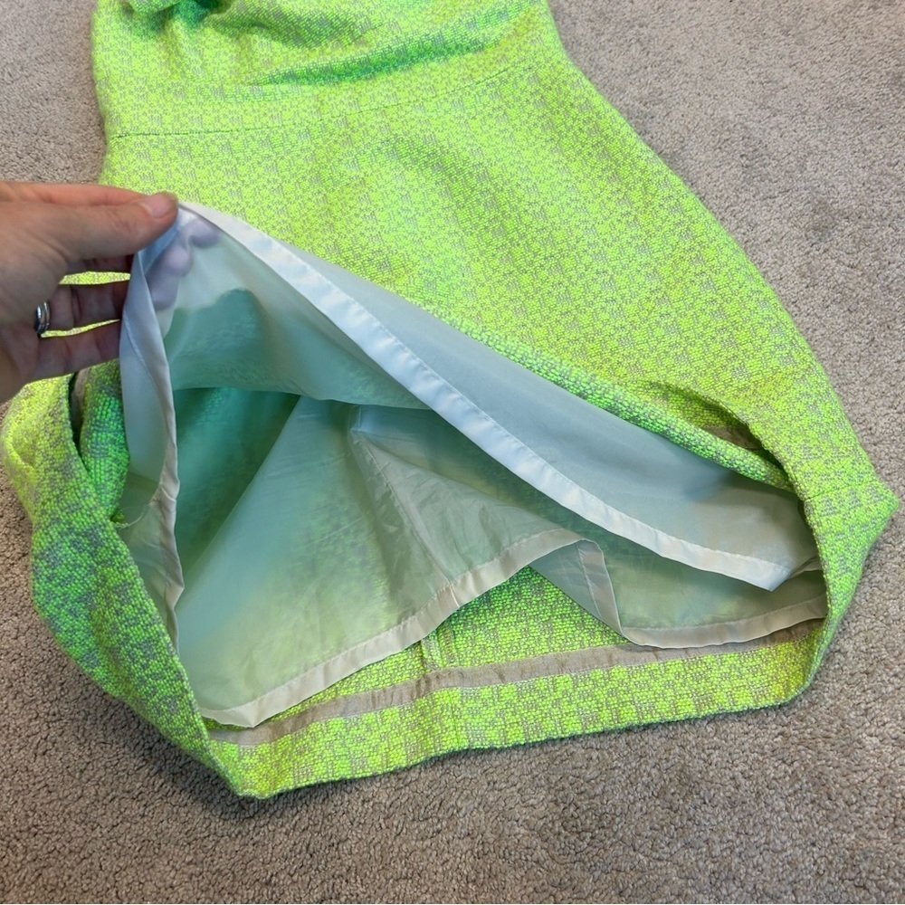 J. Crew lime green sleeveless textured tweed Racer back sheath A-line dress Sz 4 - Picture 5 of 13